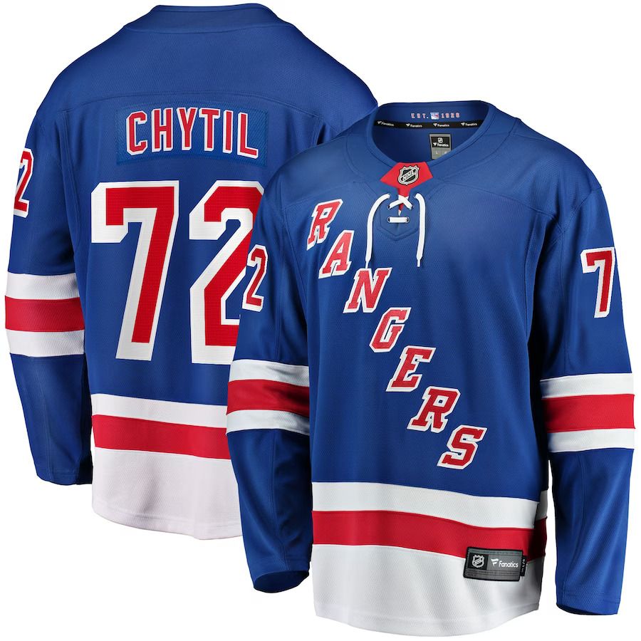 Men New York Rangers 72 Filip Chytil Fanatics Branded Blue Home Breakaway NHL Jersey